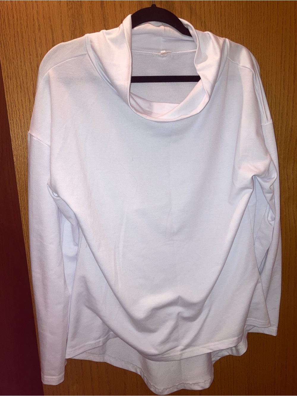 White Cowl Neck Long Sleeve Top - oversized